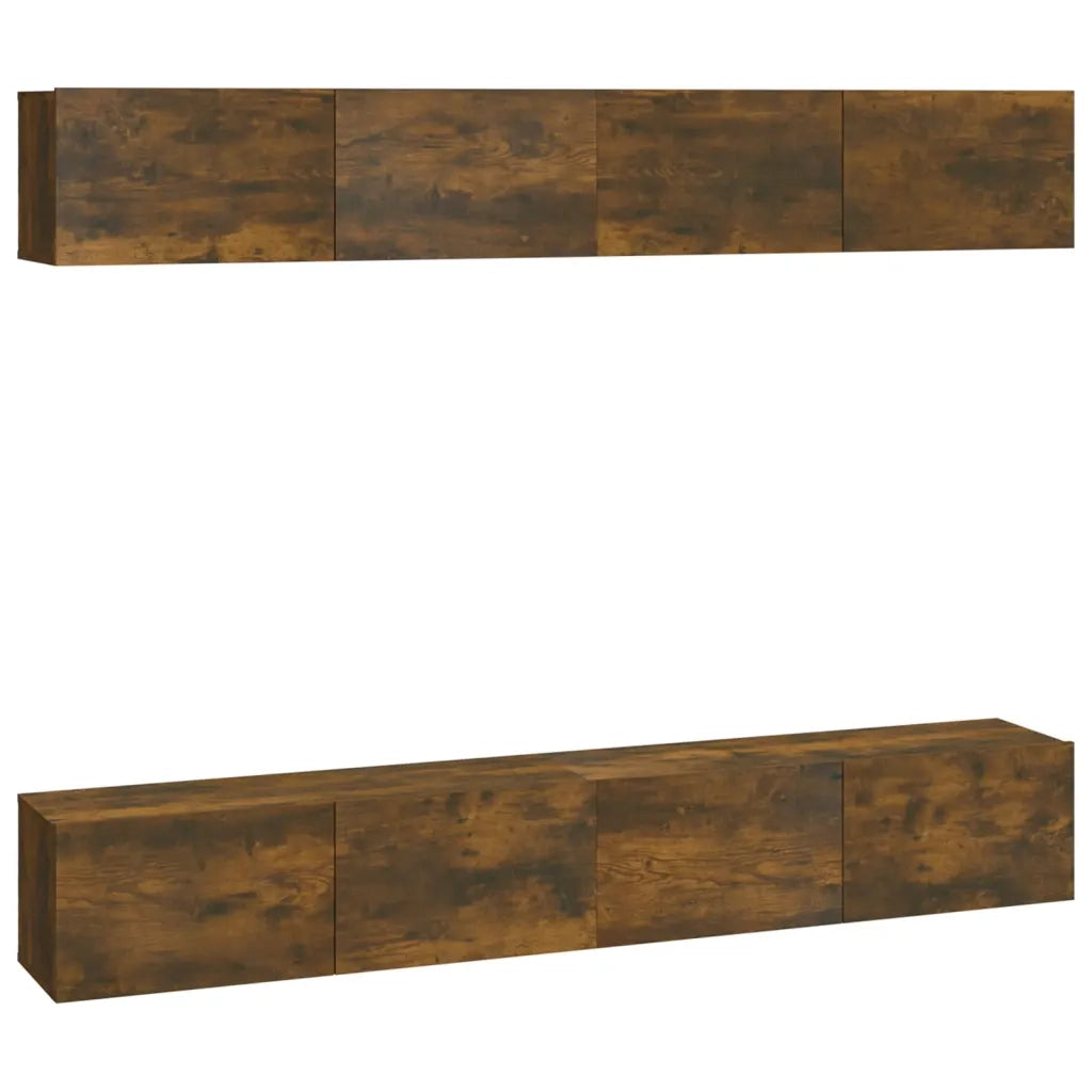 Mobili Porta TV a Parete 4 pz Rovere Fumo 100x30x30 cm 3114195