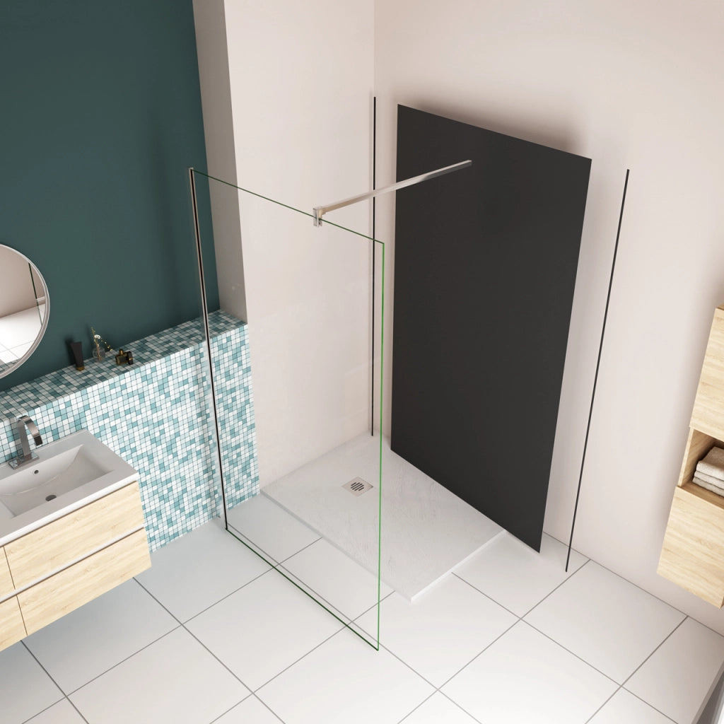 120x210 cm Pannello Doccia Realizzato in Alluminio Spessore 3mm con Profili Finitura Nero Opaco per Rivestimento Parete Bagno