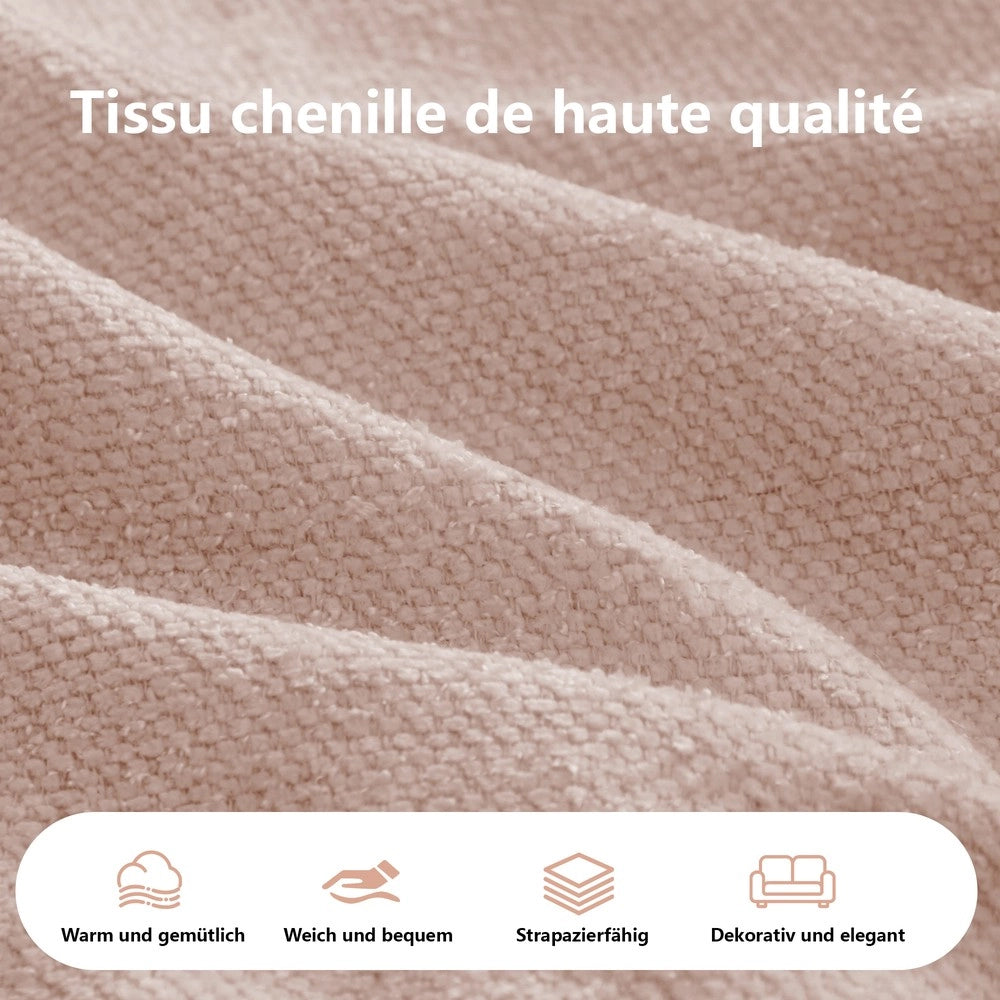 Divano Chaise Longue Doppio in Tessuto Chenille con Cuscini ¨C Xylo ¨C Rosa