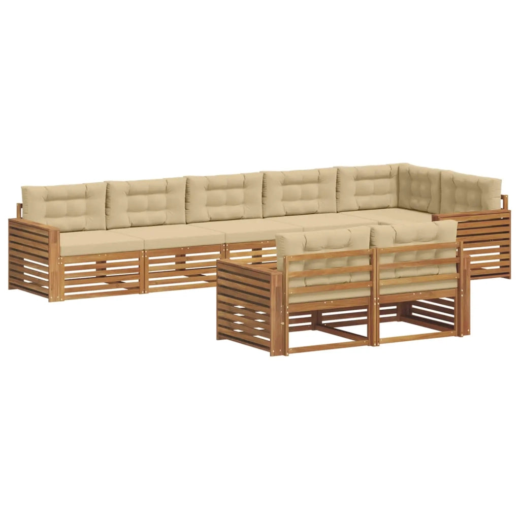 Set di divani da esterno con cuscino 8 pcs Naturale e Beige 3373668