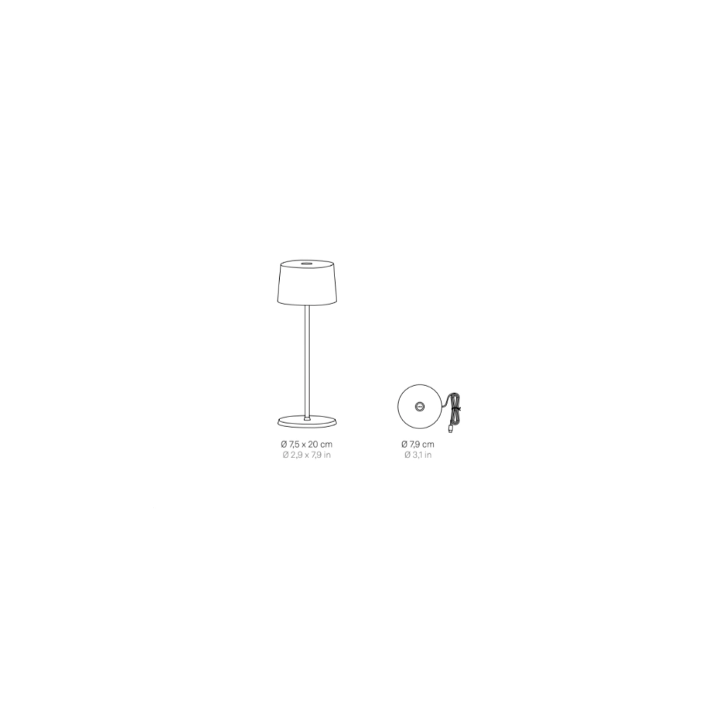Zafferano Olivia Pro Micro Lampada a led da tavolo Bianca ricaricabile e dimmerabile