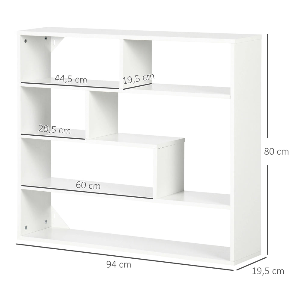 Libreria a Parete Scaffale Sospeso 7 Scomparti Aperti Stile Moderno ¨C Xylo ¨C Bianco 94x19,5x80 cm
