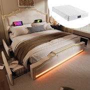 letto imbottito velluto beige 140 x 200 cm