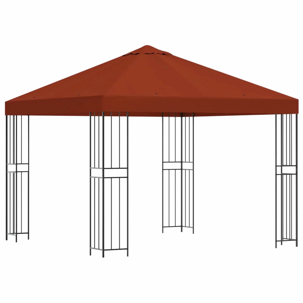 Gazebo | Pergolato 3 x 3 m Terracotta Poliestere e Acciaio 190 gsm