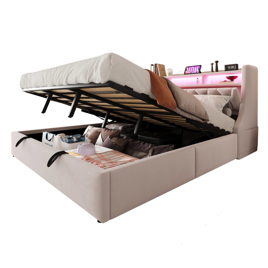 letto imbottito velluto beige 180 x 200 cm