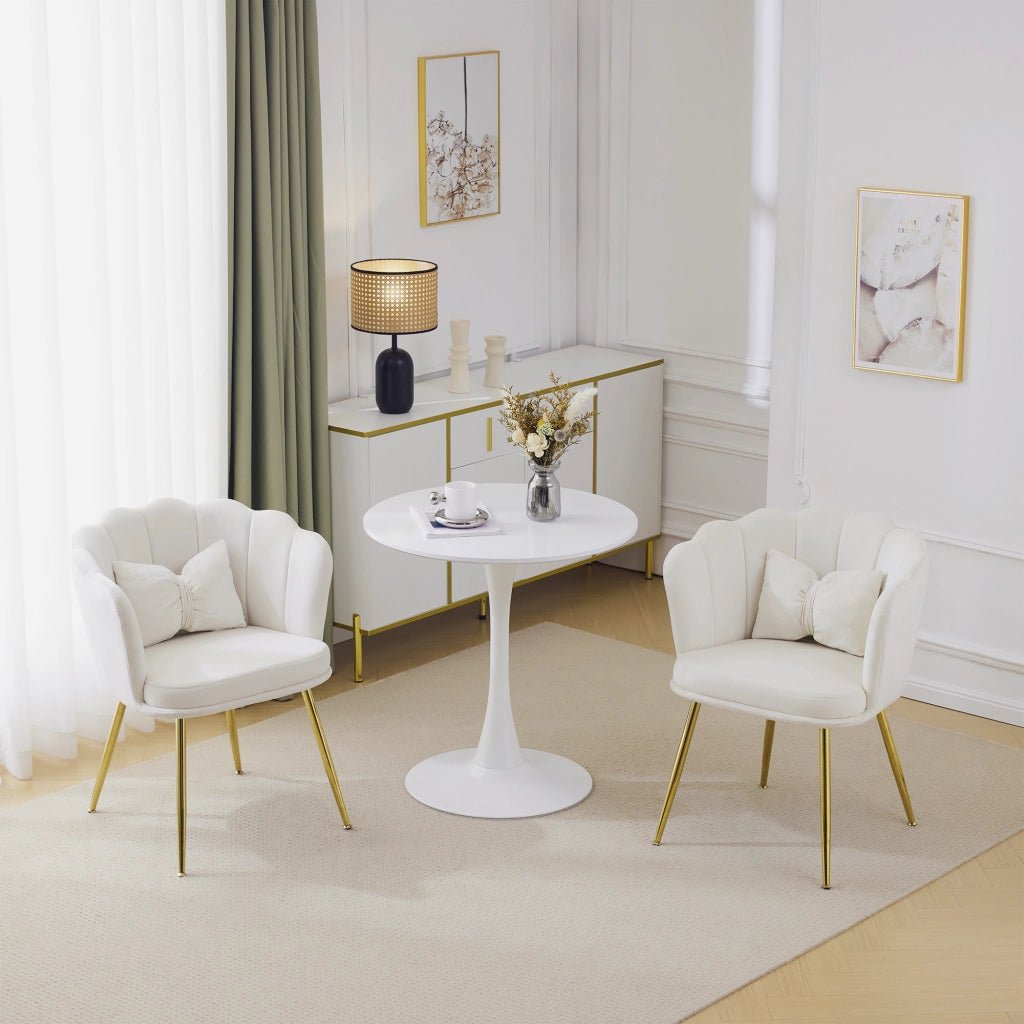 Set di 2 poltroncine moderne in velluto - Zephmum- Schienali a petalo, gambe dorate, cuscini farfalla