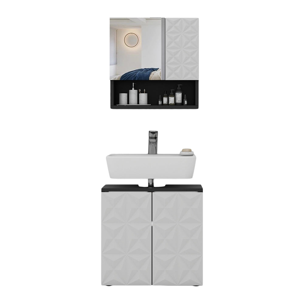 Vicco Set di mobili da bagno Nero 2 parti