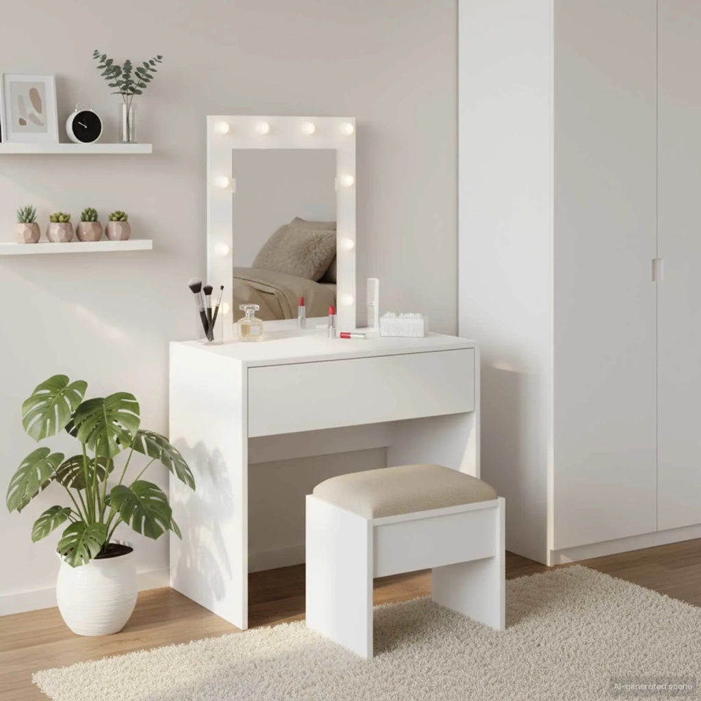Toeletta | Tavolo da Trucco Bianco 60 x 40 x 70 cm Legno multistrato