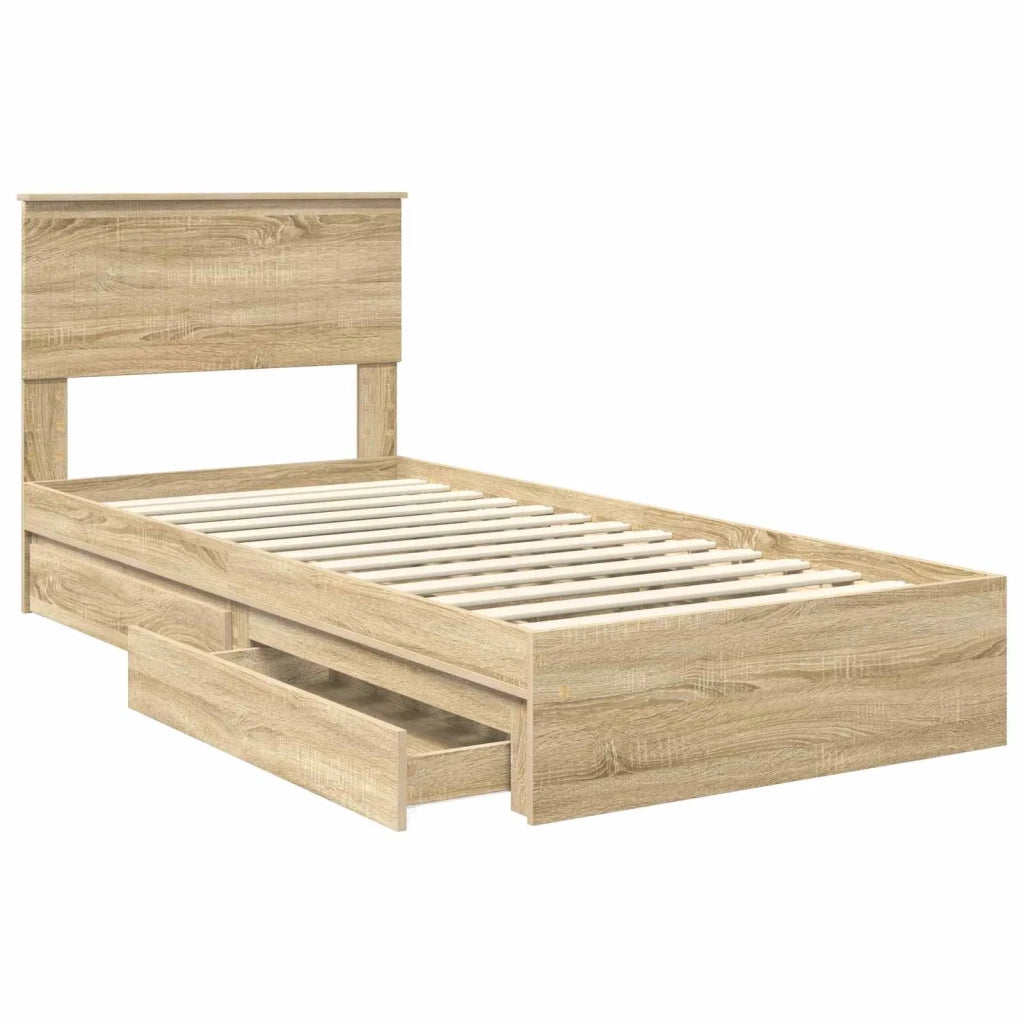 Letto con Contenitore con testiera Rovere Sonoma 90 x 200 cm 3410835