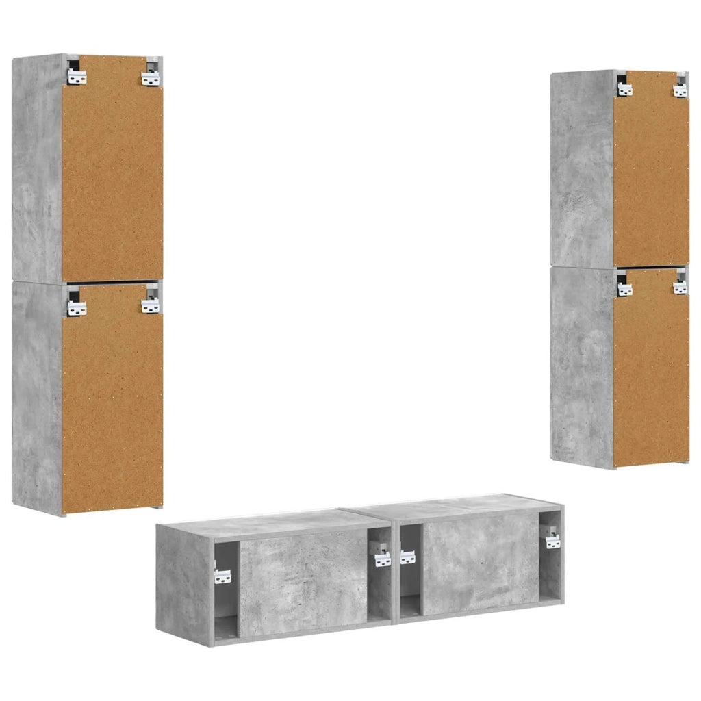 Set mobile TV 6 pz-Credenza per TV Grigio cemento Legno multistrato 424458