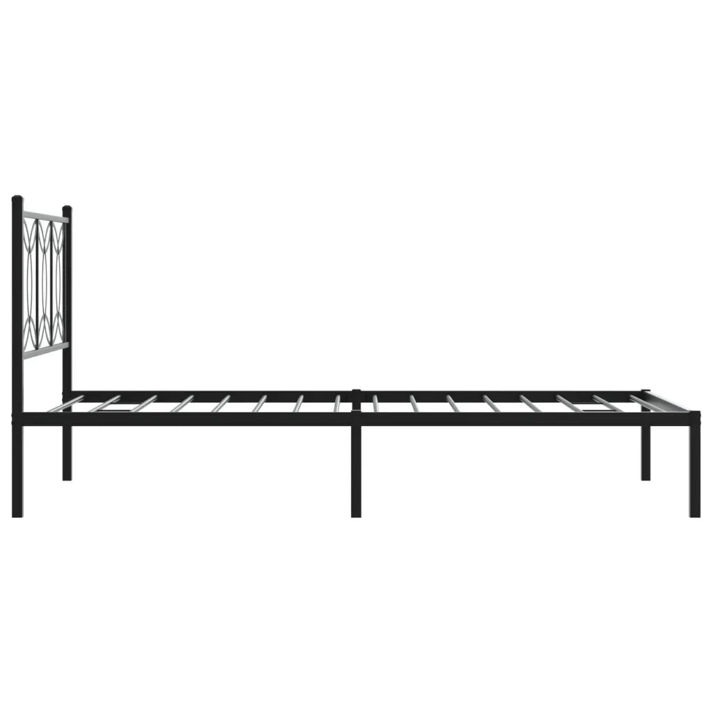 Letto singolo | Letto per adulti | Giroletto con Testiera Metallo Nero 100x200 cm
