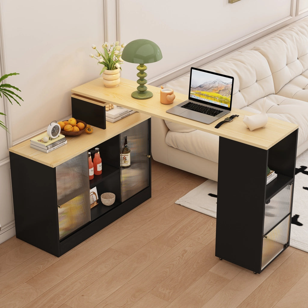 Tavolo Bar Allungabile con Vano ¨C MINIMAL ¨C Nero, Rotondo, Salvaspazio