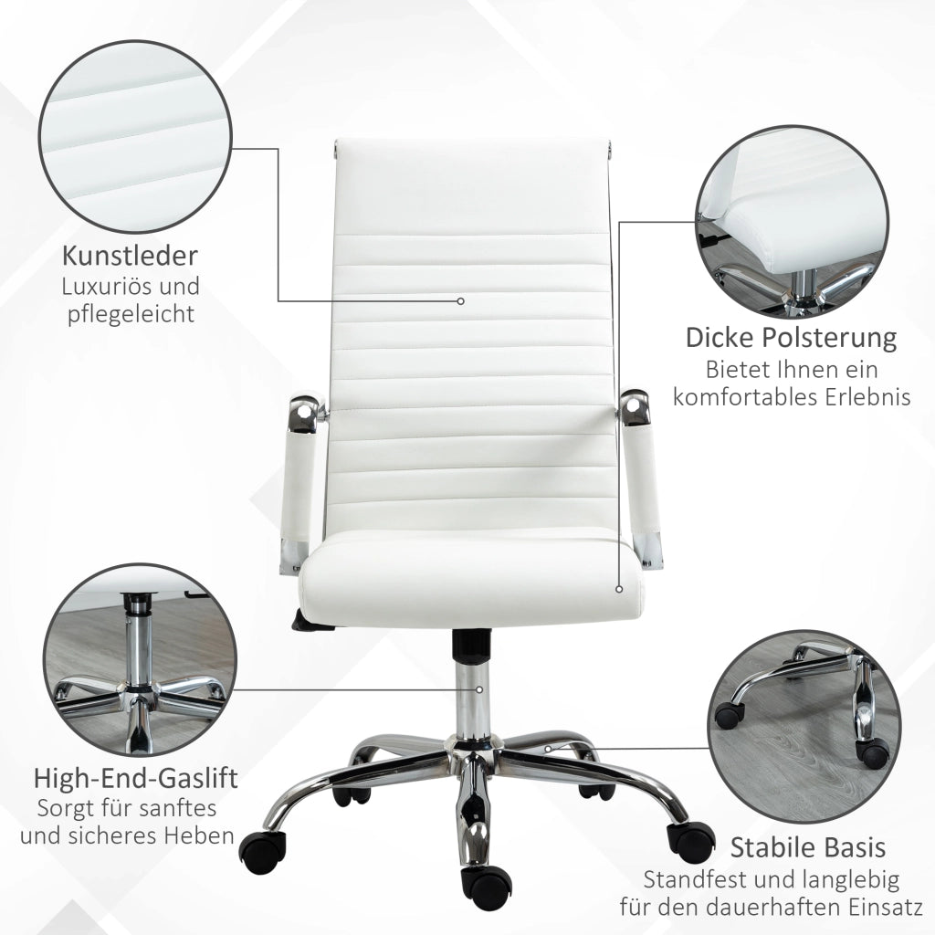 Sedia da ufficio ergonomica con funzione dondolo, ruote girevoli a 360¡ã, gambe in acciaio, rivestimento in similpelle, portata massima 120 kg,
