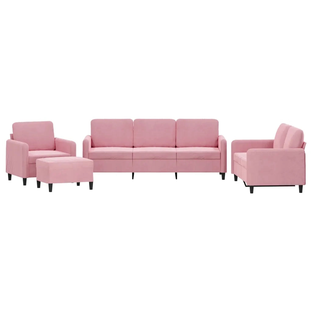 Set di Divani 4 pz Rosa in Velluto 3201947