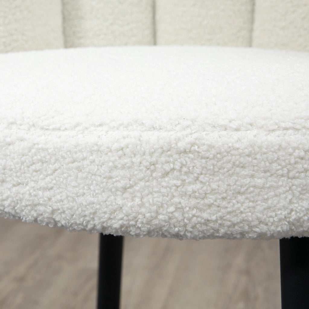 Set 2 Sgabelli Alti da Bar ¨C Xylo ¨C Tessuto Effetto Boucl¨¦ Crema e Struttura Nera 65cm