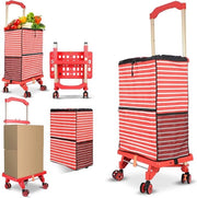 Carrello da spesa pieghevole rosso - piegabile e facile da utilizzare