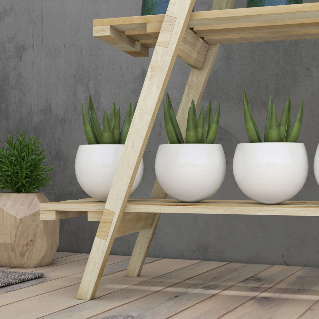 Portapiante a Doghe Verticale 3 Livelli ¨C Minimal ¨C Legno 100x36x112 cm