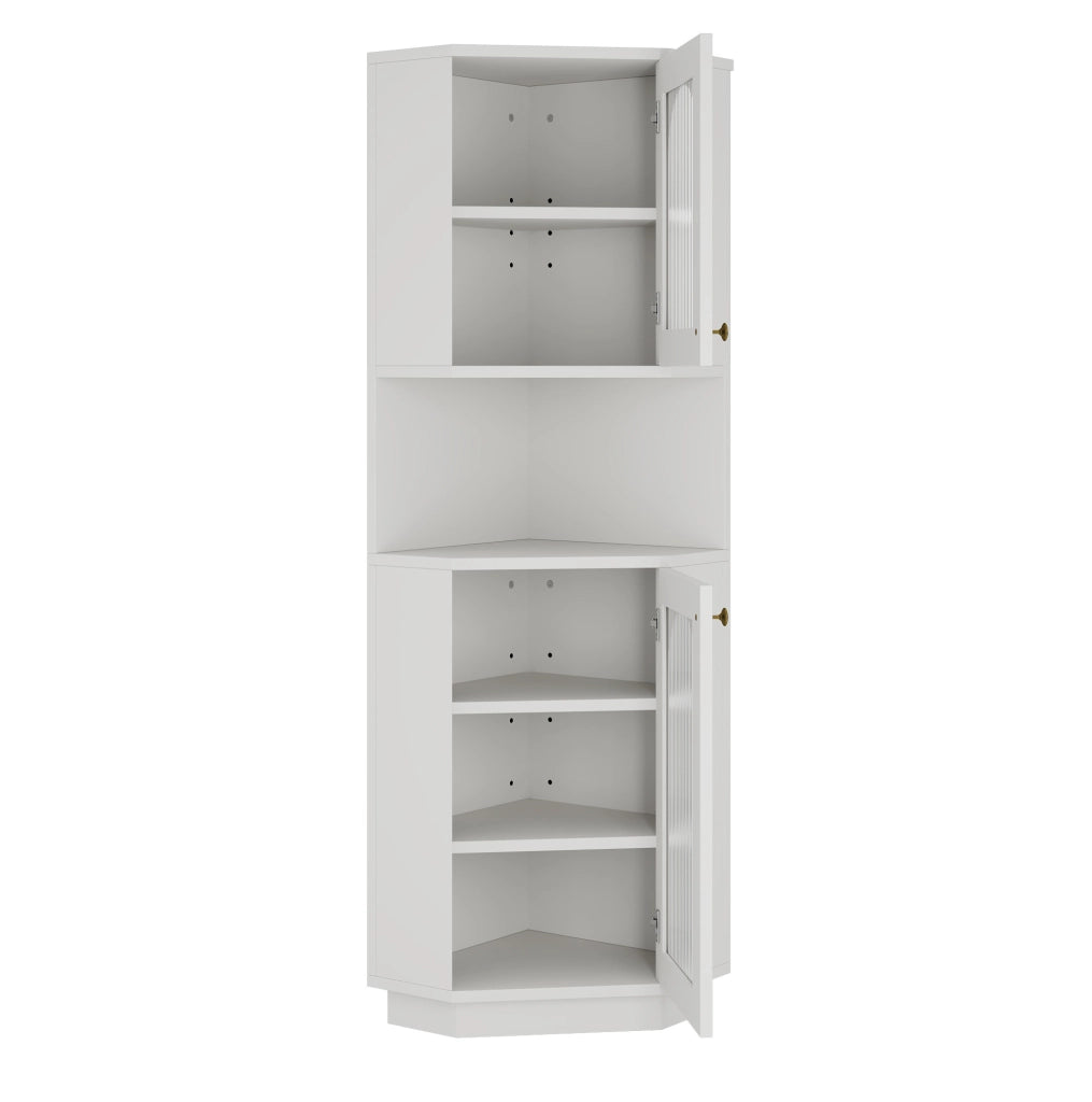 Mobile bagno angolare con luce interna 45 x 45 x 166;5 cm; in MDF bianco