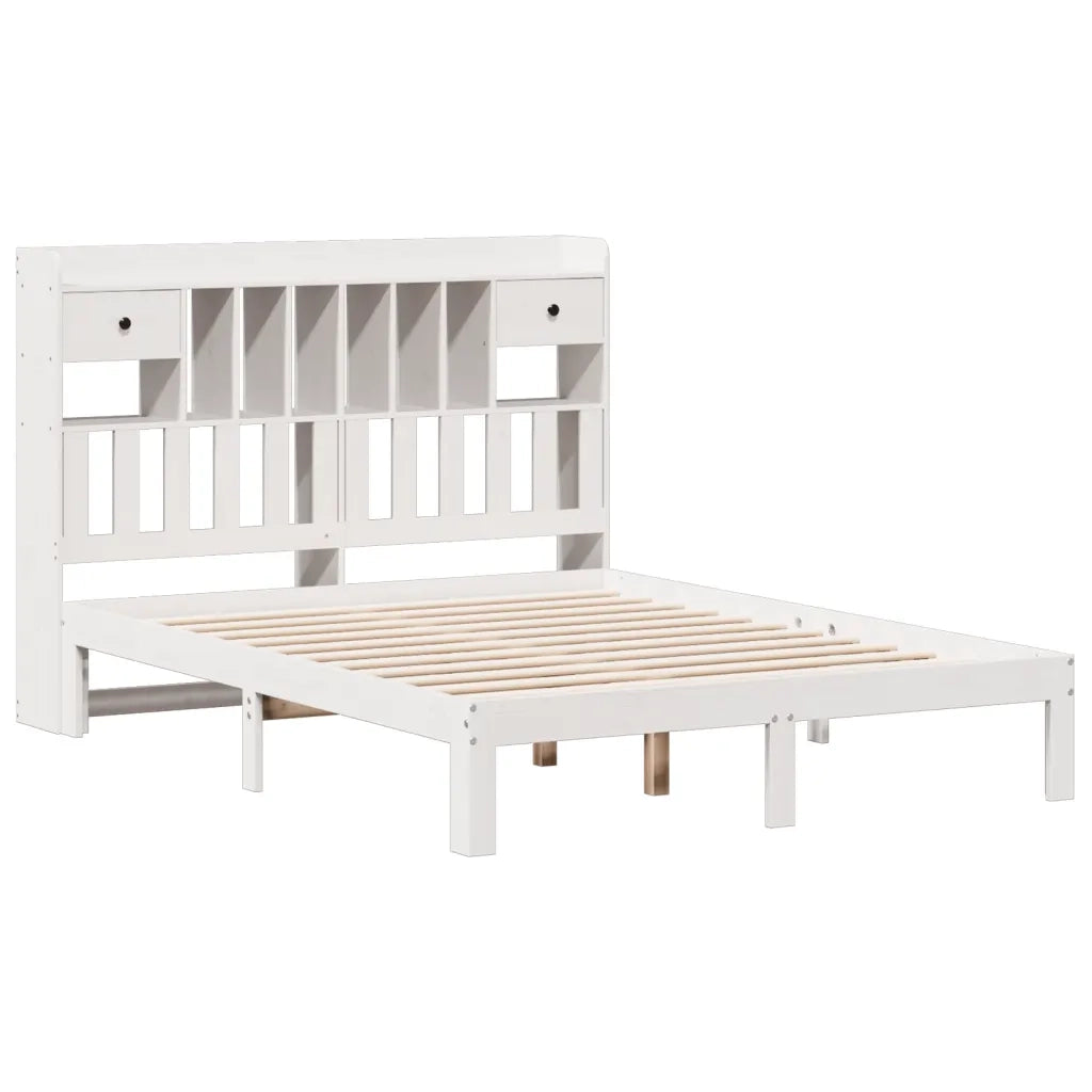 Letto matrimoniale | Letto per adulti | Letto Libreria senza Materasso Bianco 135x190 cm Legno di Pino