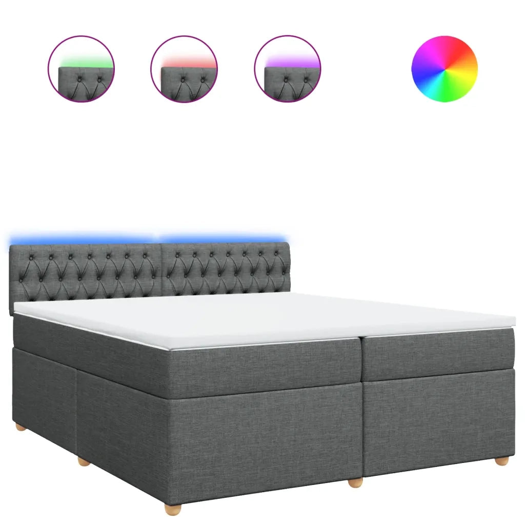 Giroletto a Molle con Materasso Grigio Scuro 200x200 cm Tessuto 3289095