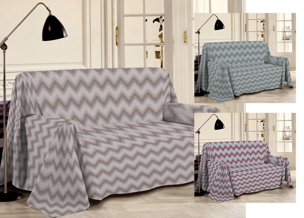 Telo Arredo Multiuso Linea Pensieri Delicati In 100% Cotone Dis Zig Zag 7672 - Singolo - Rosso