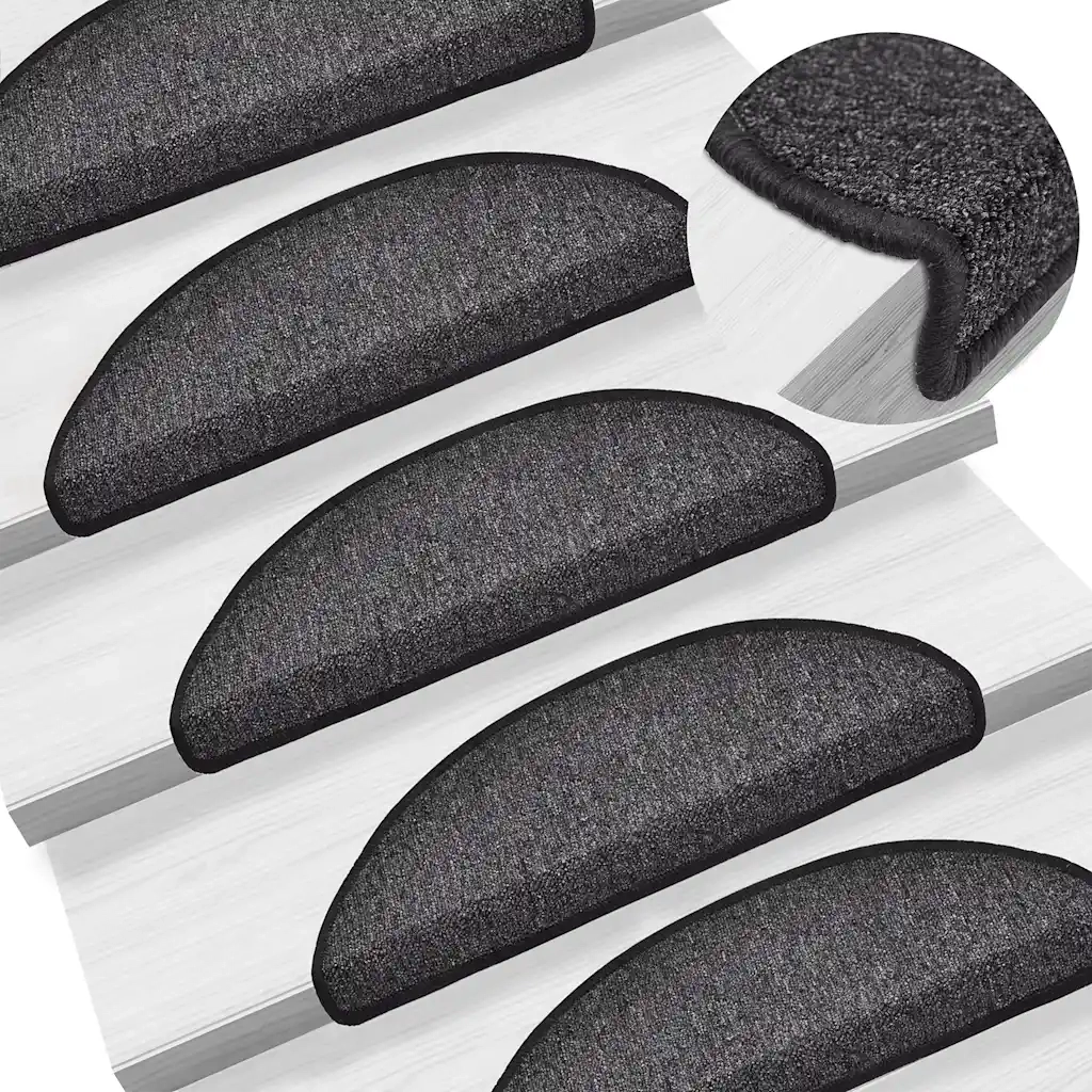 Tappetini per scale 20 pz 56x17x3 cm Antracite Semicircolari 3365781