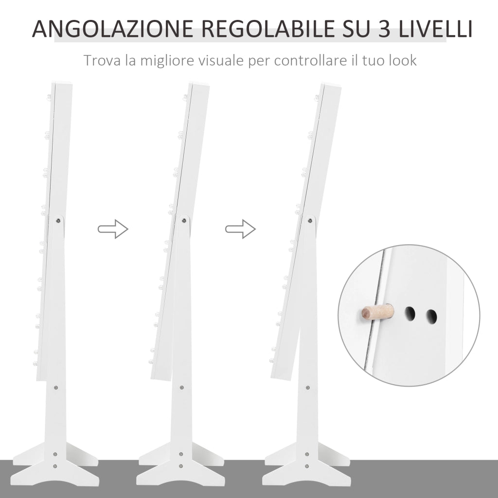 Armadietto con Specchio e Luci ¨C zephmum ¨C Bianco, 36x30x136 cm
