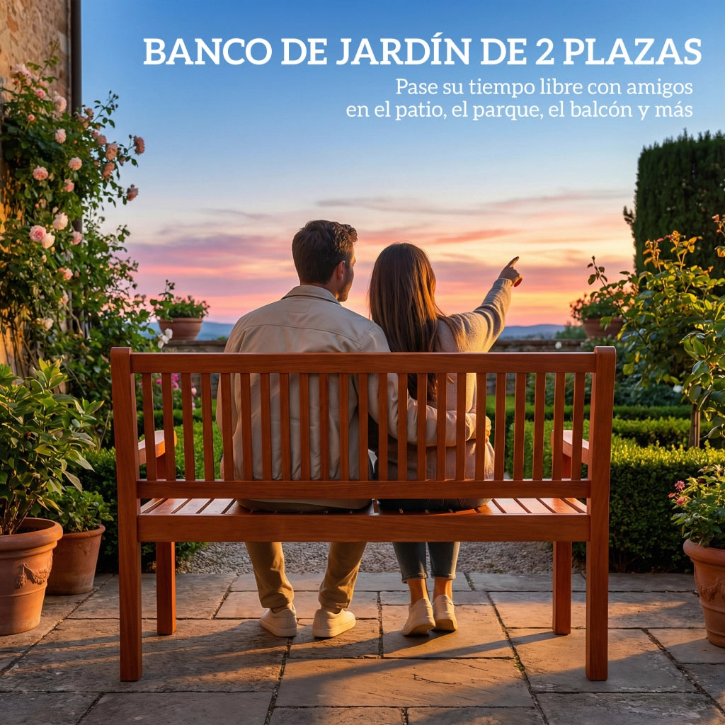 Panchina da Giardino in Legno 2 Posti ¨C zephmum ¨C Marrone Chiaro 125x62x90 cm