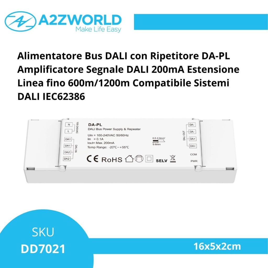 Alimentatore Bus DALI con Ripetitore DA-PL Amplificatore Segnale DALI 200mA Estensione Linea fino 600m/1200m