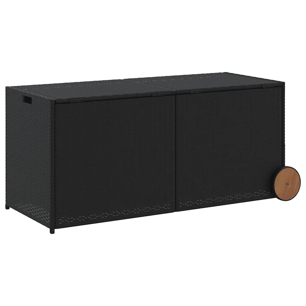 Contenitore da Giardino con Ruote Nero 283L in Polyrattan CFW4229924