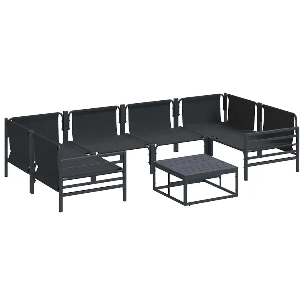 Set Divano da Giardino con cuscino 7 pcs Nero Acciaio 3378967