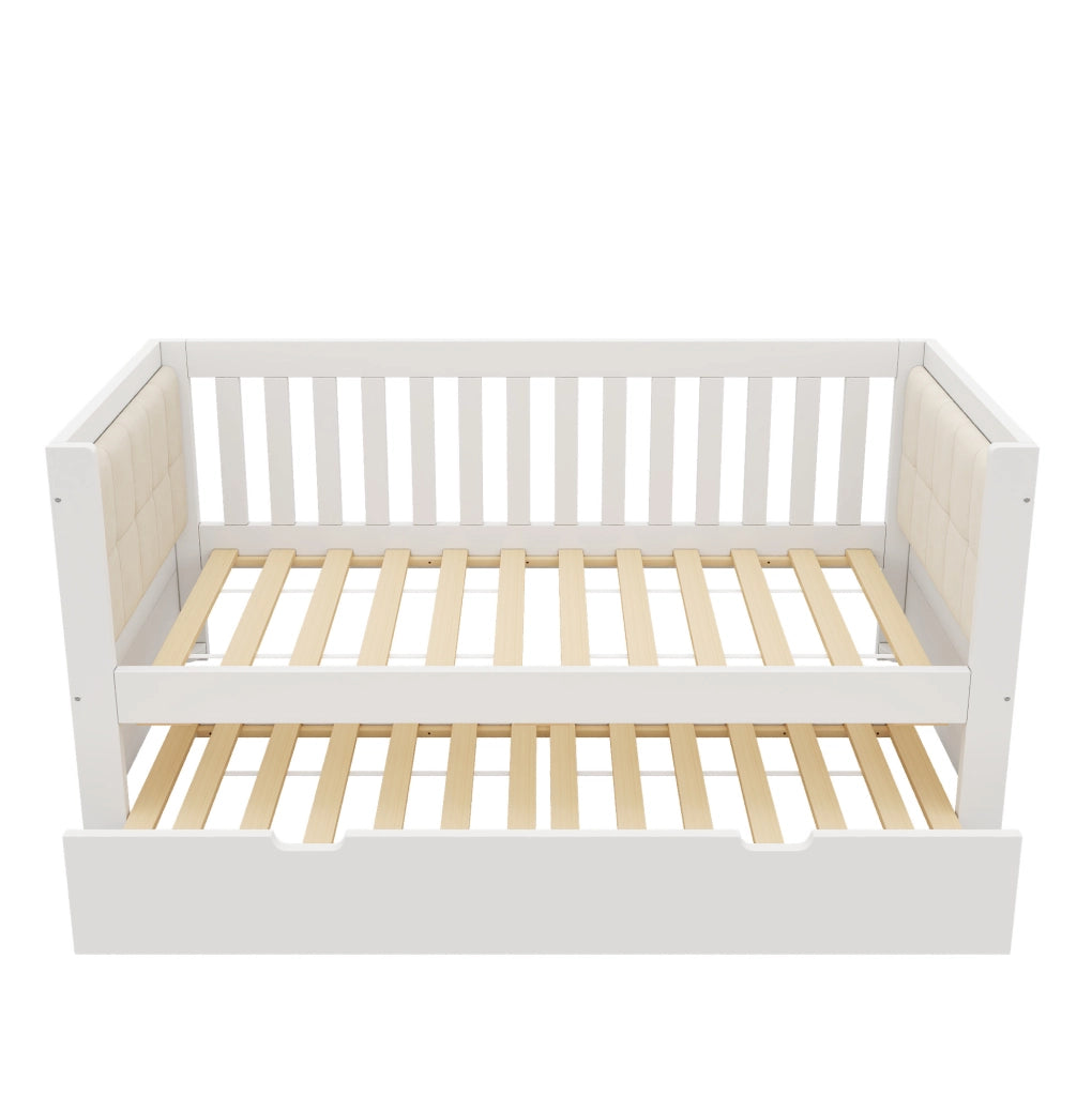 Letto da giorno con letto estraibile 90x200 cm; legno di pino bianco