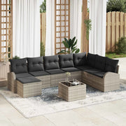 Set Divano da Giardino 9 pcs Grigio chiaro Poly Rattan 3346172
