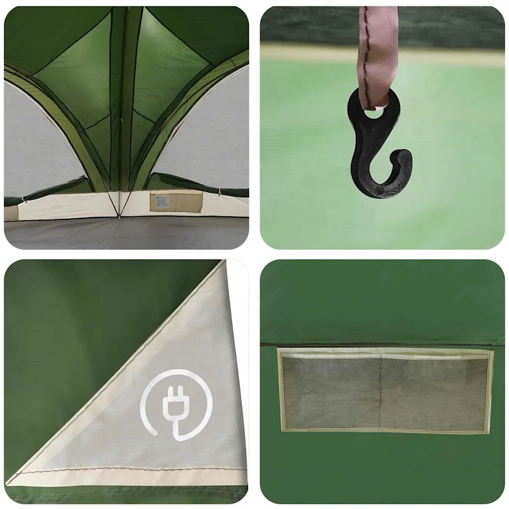 Tenda per famiglie 10 persone Verde e Grigio 460 x 430 x 214 cm 42004080