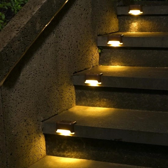 Luce solare per scale 12 pz, illuminazione a led impermeabile per scale, scale, cancelli, cortile interno, cortile interno e sentieri (bianco caldo)
