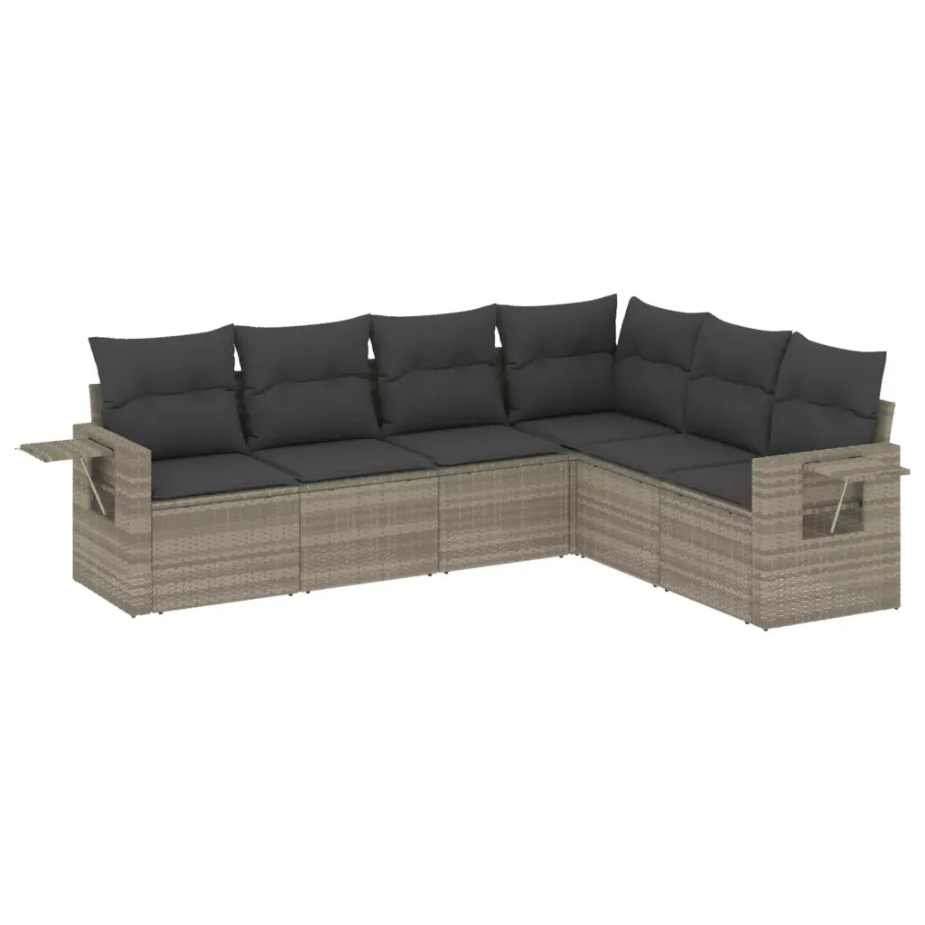 Set Divano da Giardino 6pz con Cuscini Grigio Chiaro Polyrattan 3252549