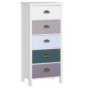 Cassettiera 5 cassetti multicolore ¨C Xylo ¨C maniglie metallo conchiglia MDF 45x30x95cm