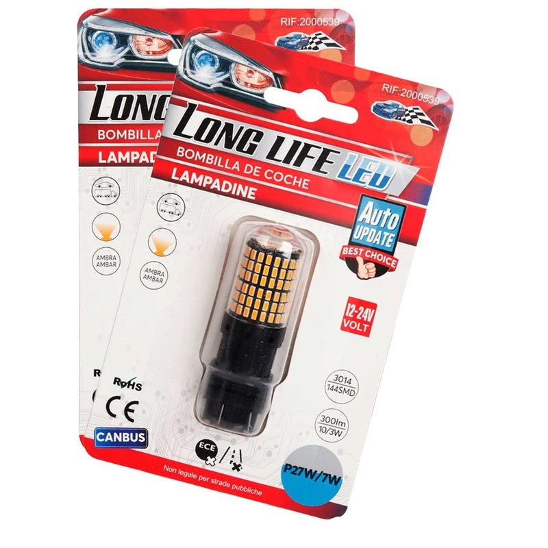 2 Pezzi 3157 T25 P27/W 65mm Lampade LED Auto Camion 12V 24V Canbus 144 SMD 3014 300lm 10W/3W Gialla Ambra