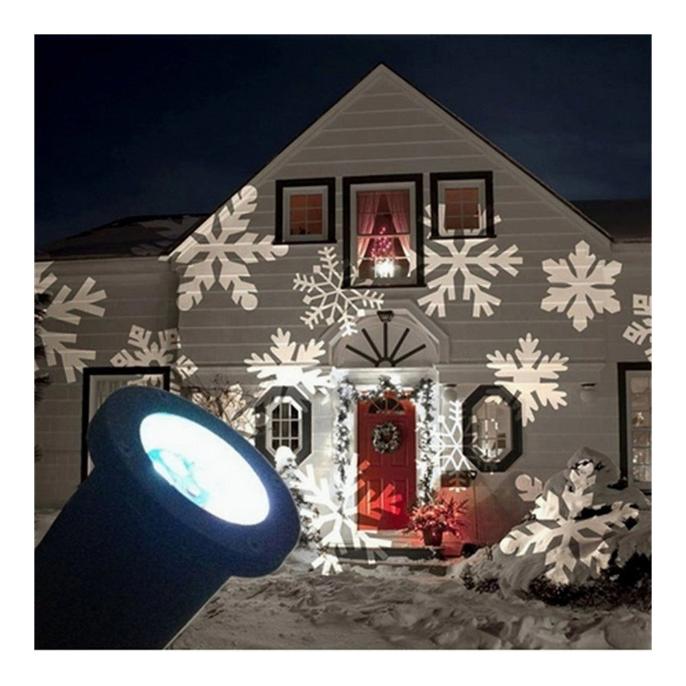 Trade Shop - Proiettore Faretto Led Effetto Fiocco Di Neve Bianca Addobbi Natale Per Esterno -