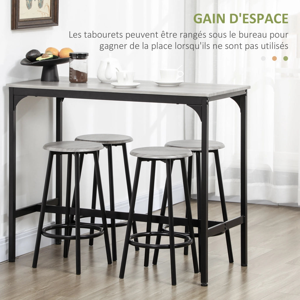 Set tavolo alto con 4 sgabelli ¨C Xylo ¨C Metallo nero legno cucina sala pranzo
