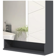 Mobiletto con specchio per il bagno, mobiletto da bagno con specchio, mobiletto a parete con ripiano regolabile, vano a giorno, funzione