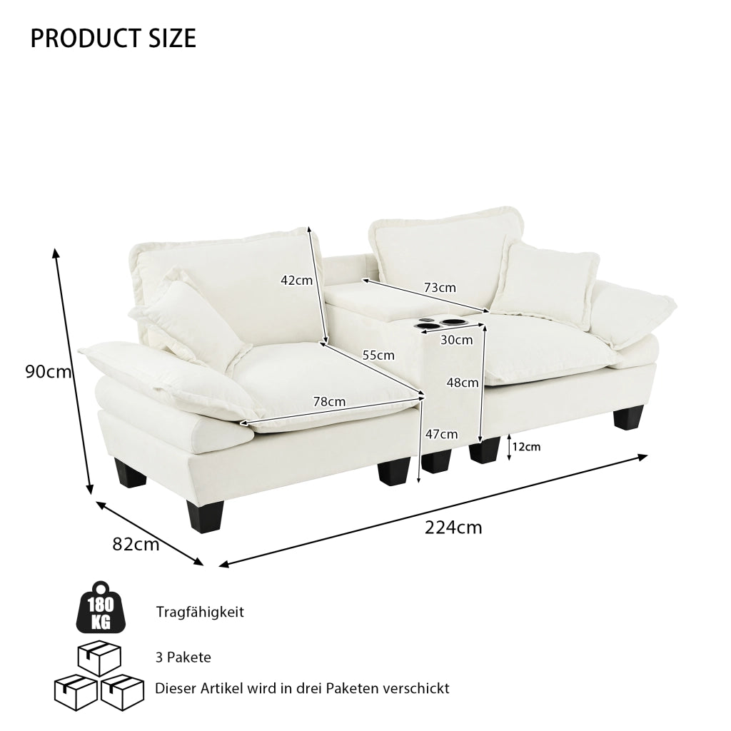 Divano Modulare con Contenitore e Cuscini ¨C Xylo ¨C Chenille Beige