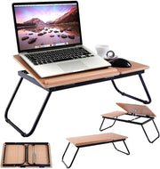 Vassoio da Letto, Tavolino Portatile Pieghevole per Letto con Piano Inclinabile, Tavolino Multifunzionale per Divano, Colazione a Letto, Casa, Ufficio e Viaggi (Naturale)