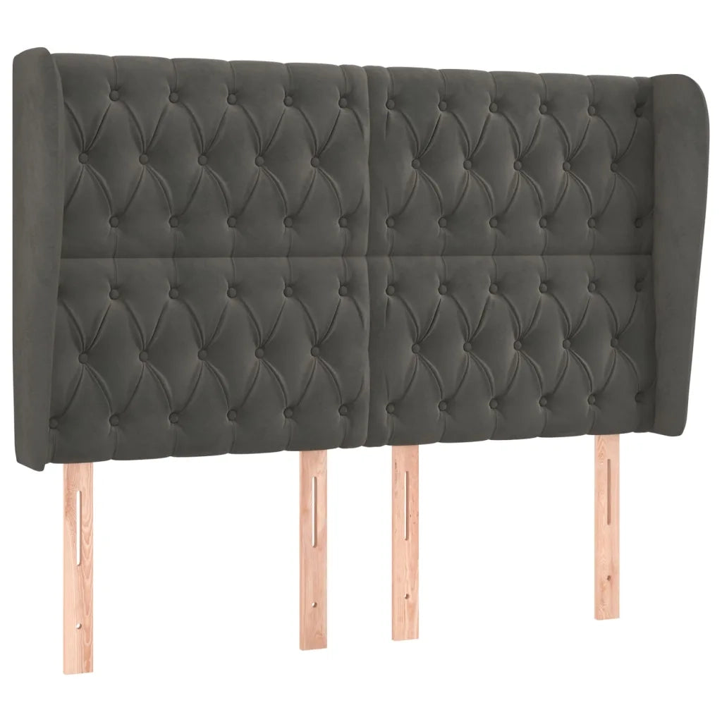 Testiera ad Orecchio-Testata con Orecchie GrigioScuro 163x23x118/128cm in Velluto 655835