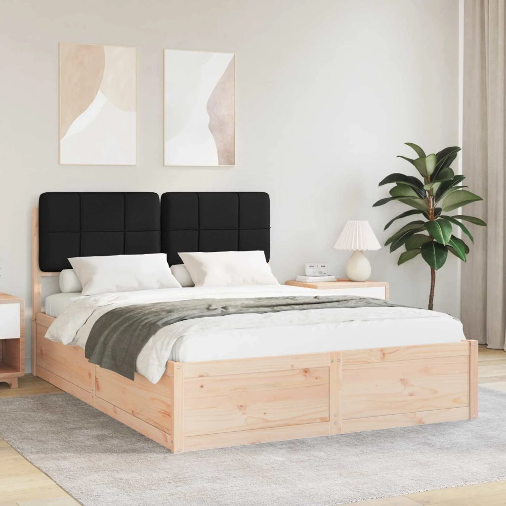 Letto con Testiera Rivestita-Struttura Letto con Testiera Nero 135 x 190 cm Pino massello 409758