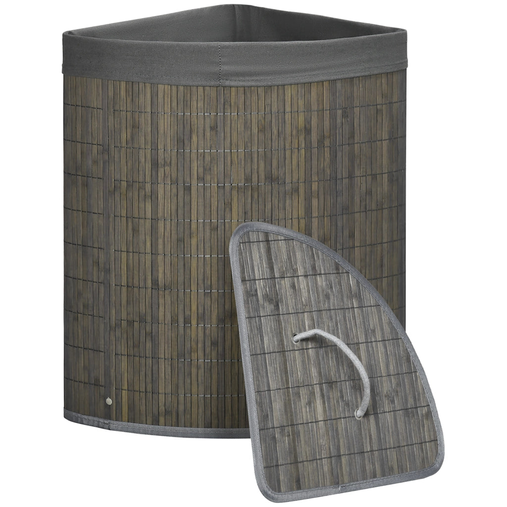 Cesto per Biancheria Sporca in Bamb¨´ 55L ¨C zephmum ¨C Grigio 38x38x57 cm