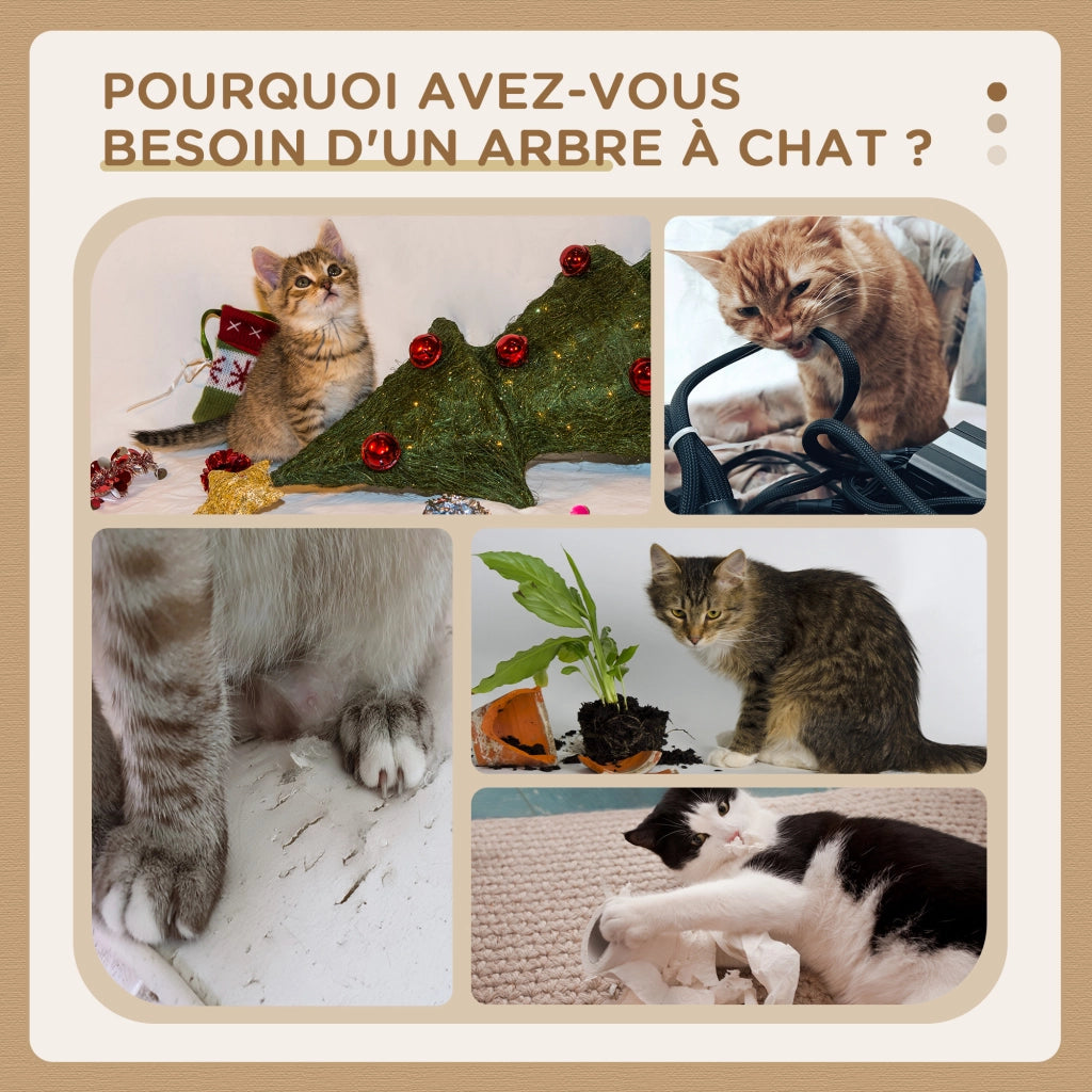 Tiragraffi per Gatti con Centro Attivit¨¤ ¨C Xylo ¨C 2 Piattaforme e Cuscino Beige