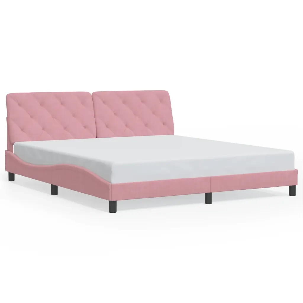 Giroletto con LED senza Materasso Rosa 180x200 cm in Velluto 3213872
