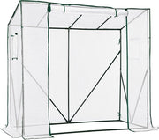 Tomatenkas, foliekas, tomatenkas balkon, tomatenkas, stabiel, 200 x 77,5 x 149/170 cm, met PE roosterfolie en verrekijker, schuin dak, tuin, wit