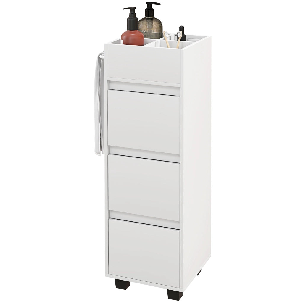 Mobile da Bagno con Cassetti e Ripiani ¨C zephmum ¨C Bianco 35x30x90 cm